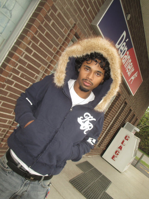Fur zip-up hoodie